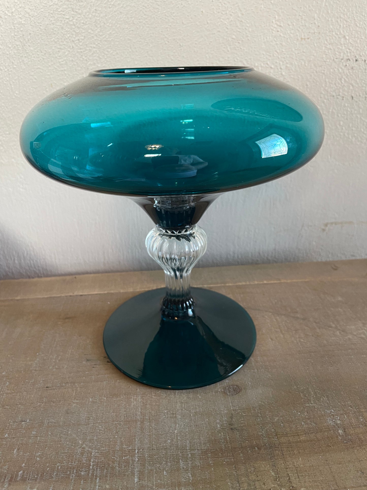 Italian Empoli Crystal Compote 8”