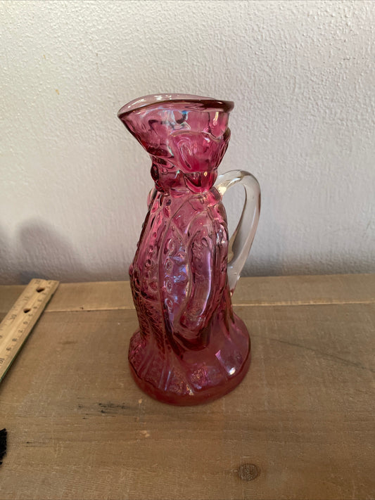 Colonial Cranberry Glass Pitcher 7”