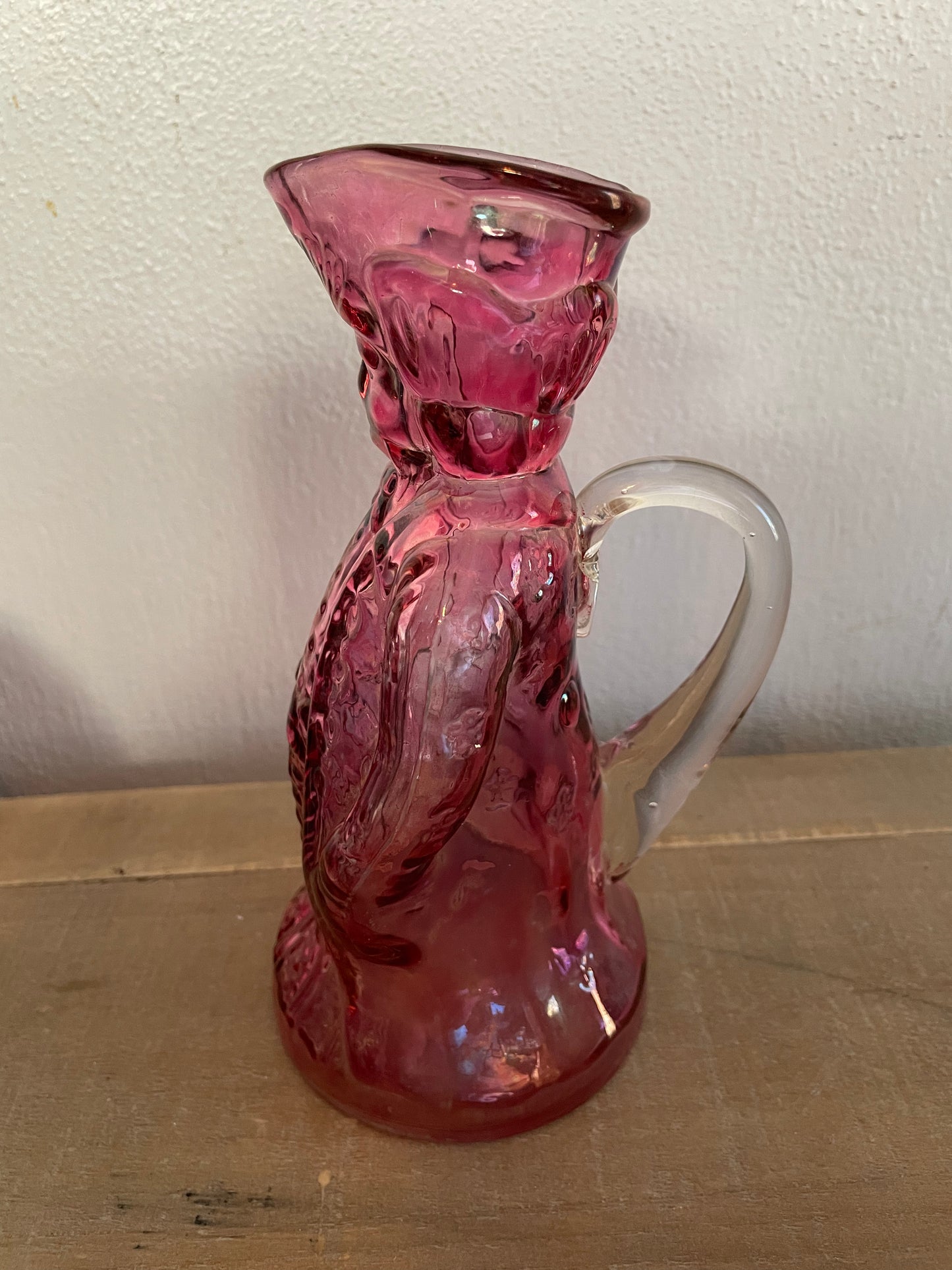 Colonial Cranberry Glass Pitcher 7”