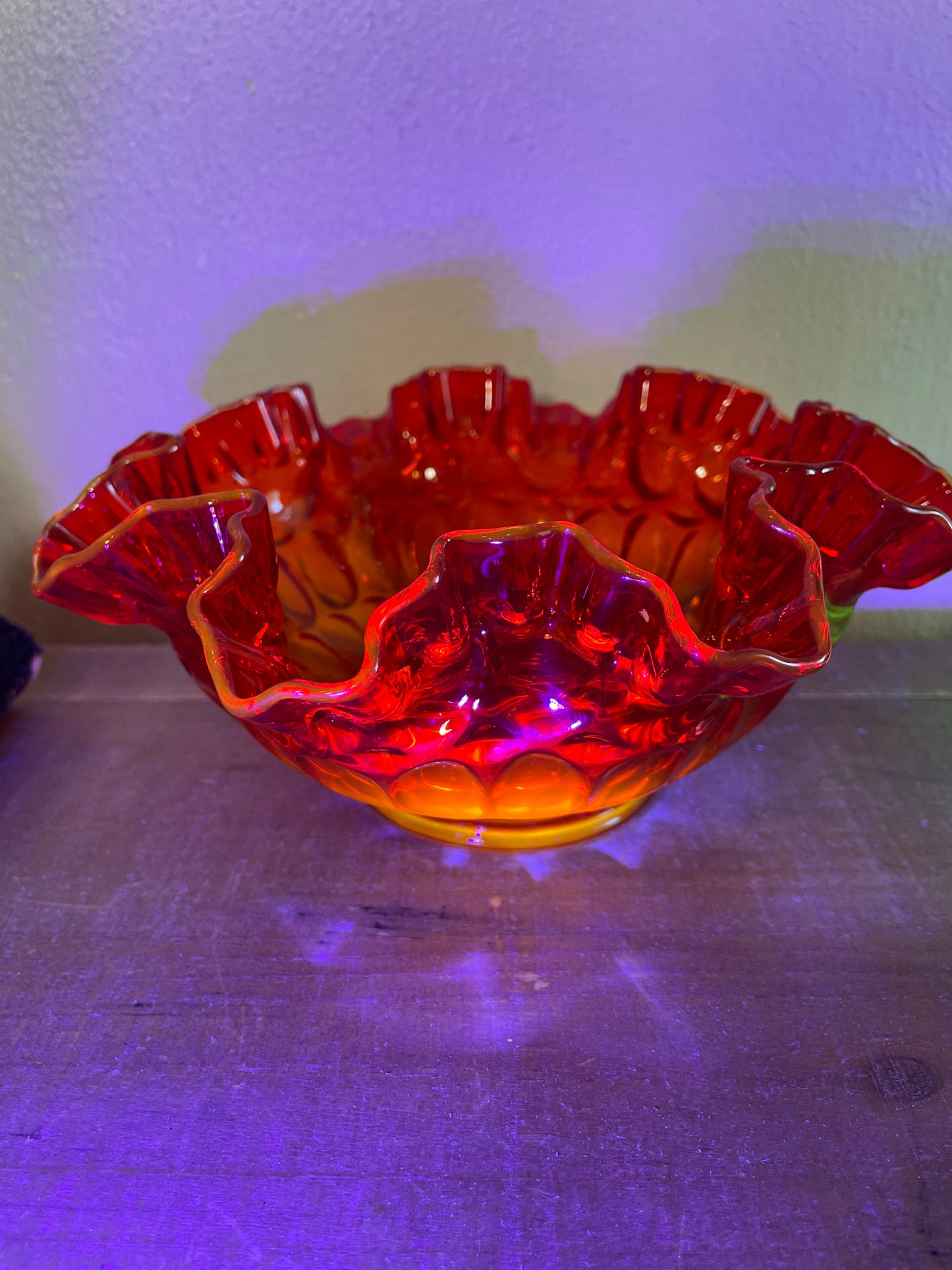 Fenton Persimmon Thumbprint Candy Dish8x3.5”