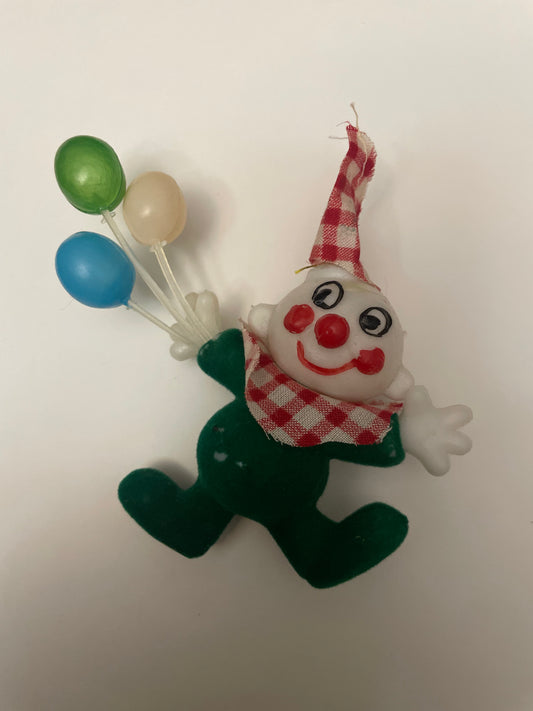 Vintage Flocked Clown Ornament