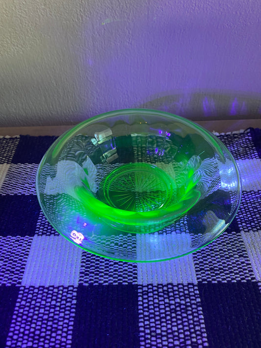 Uranium Glass Console Bowl