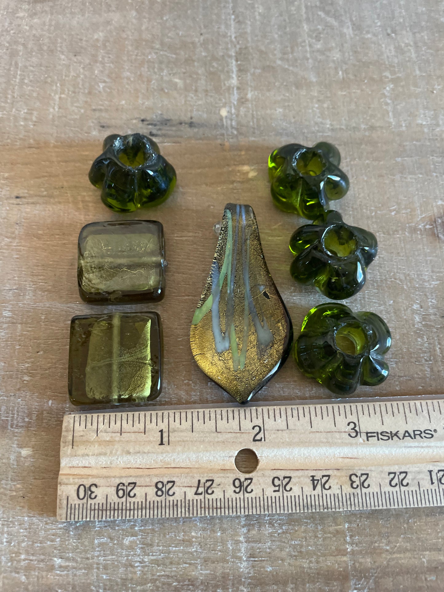 Lot of Green Glass Beads