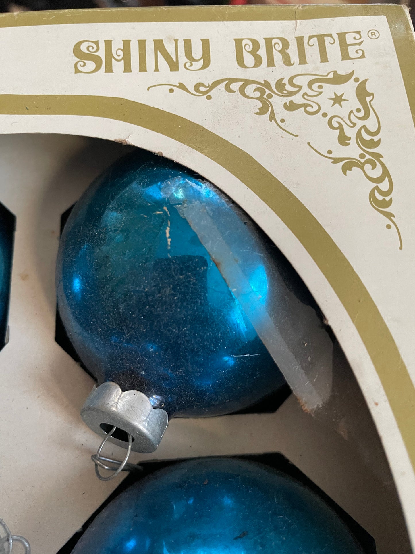 Shiny Brite 9 Blue Glass Ornaments