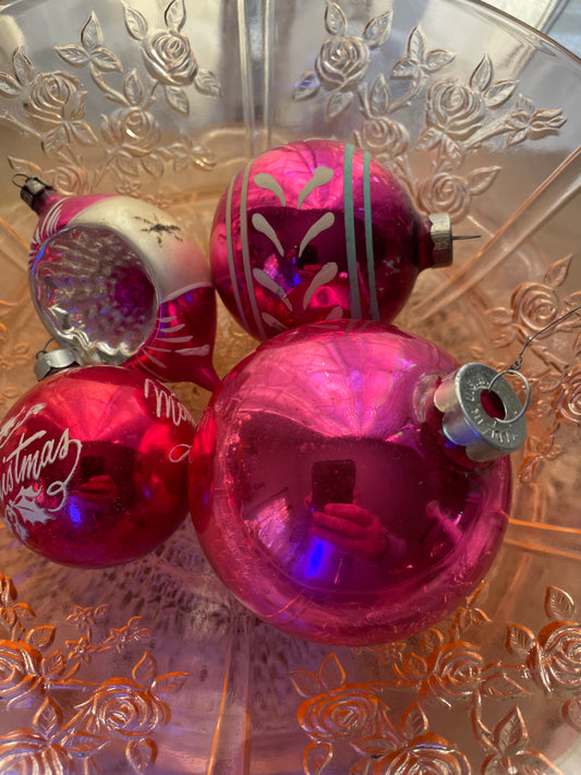 4 Mercury Glass Ornaments