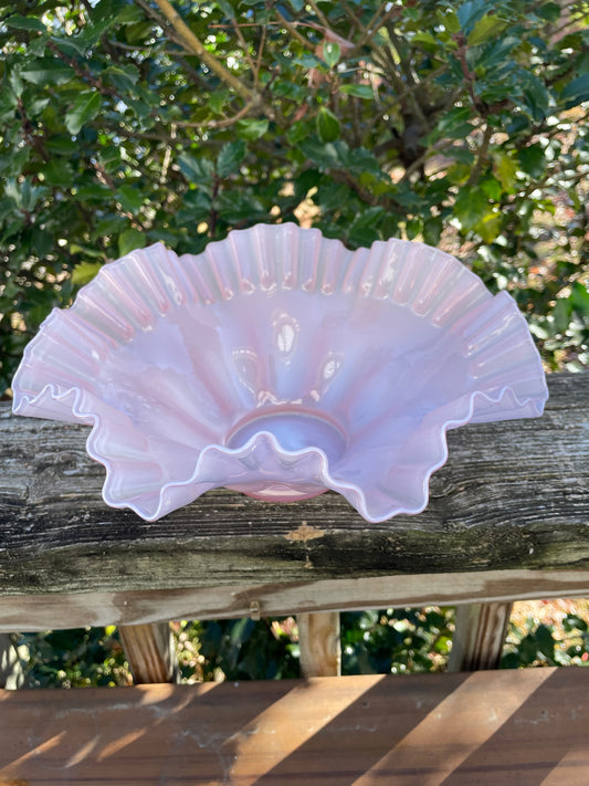 Fenton Pink Cased Glass Brides Bowl