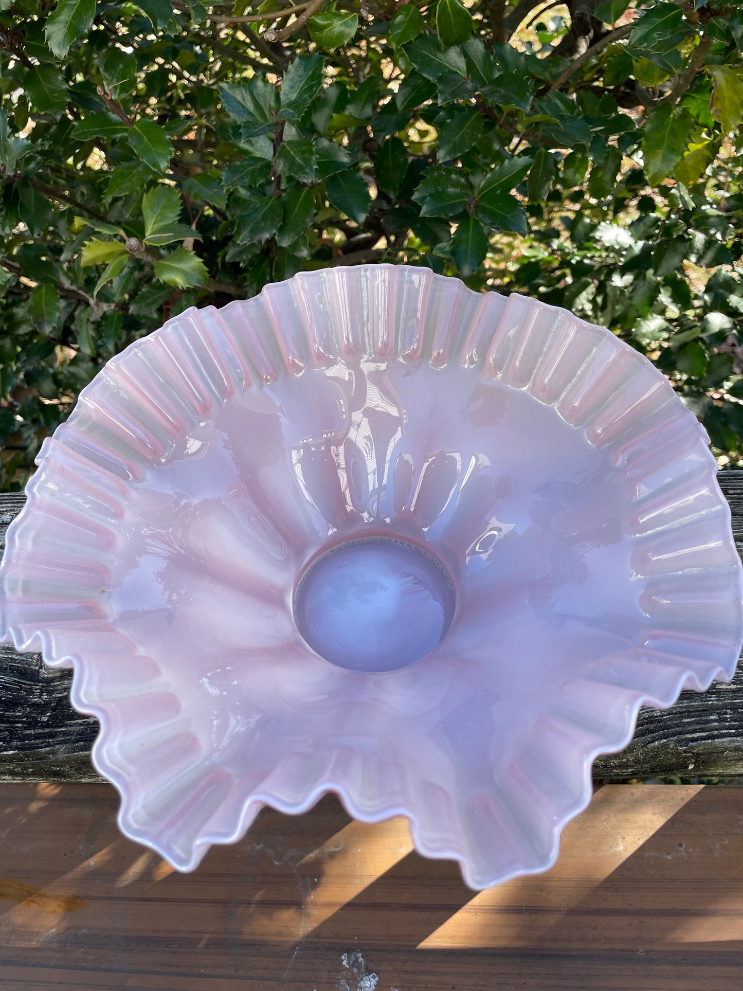 Fenton Pink Cased Glass Brides Bowl