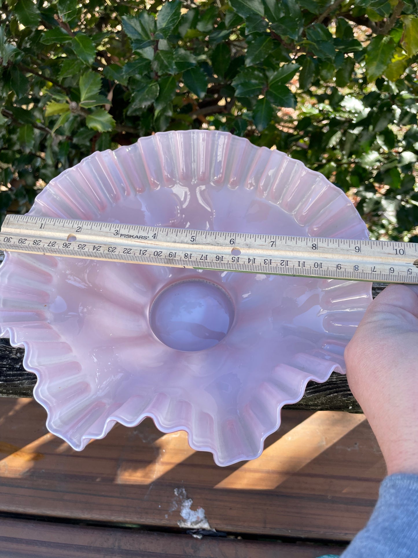 Fenton Pink Cased Glass Brides Bowl