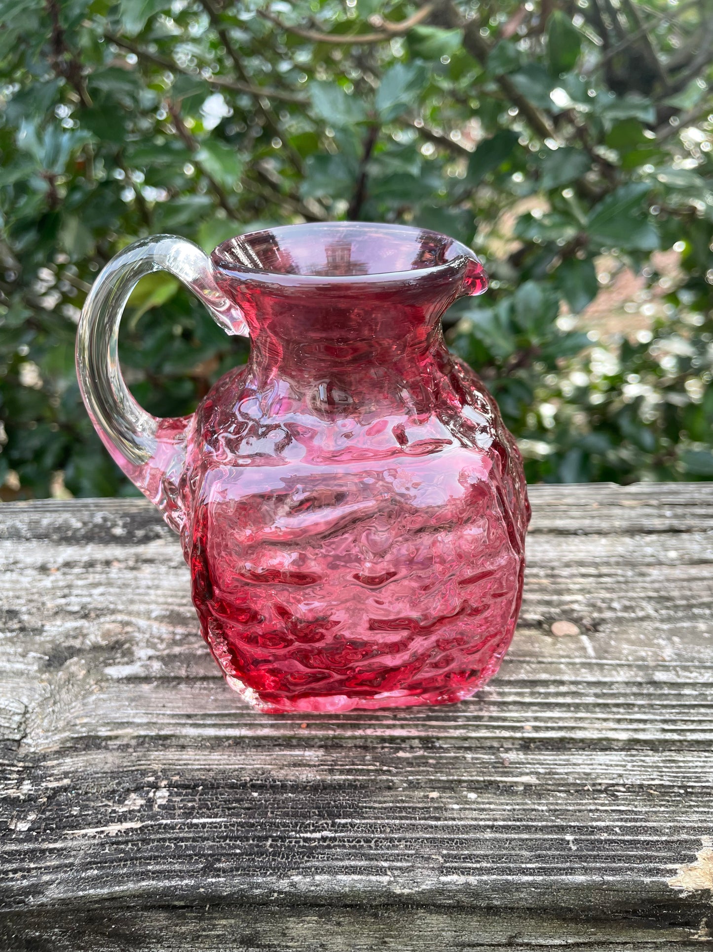 Cranberry Textured Creamer 4”