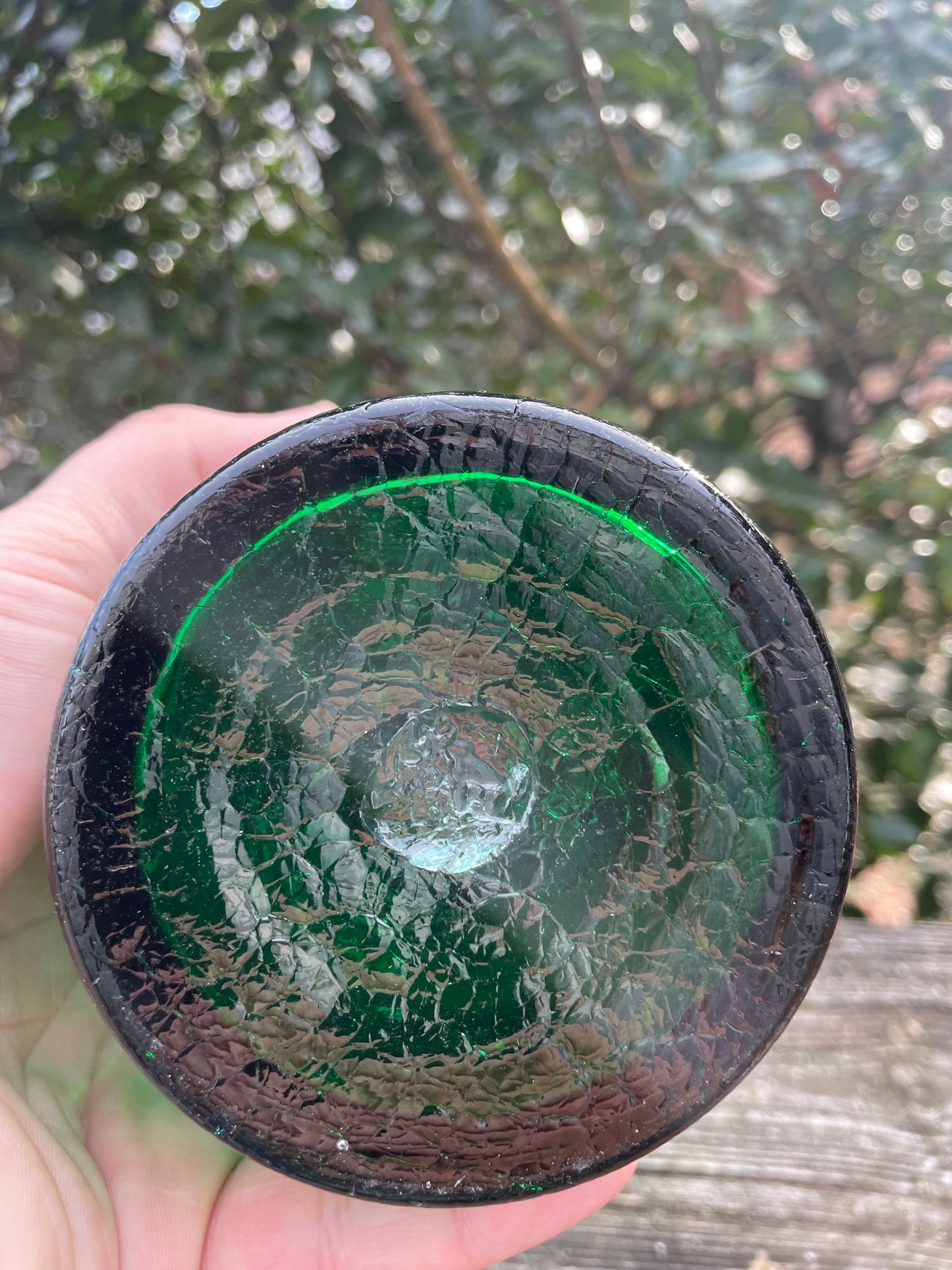 Green 8” Crackle Glass Vase