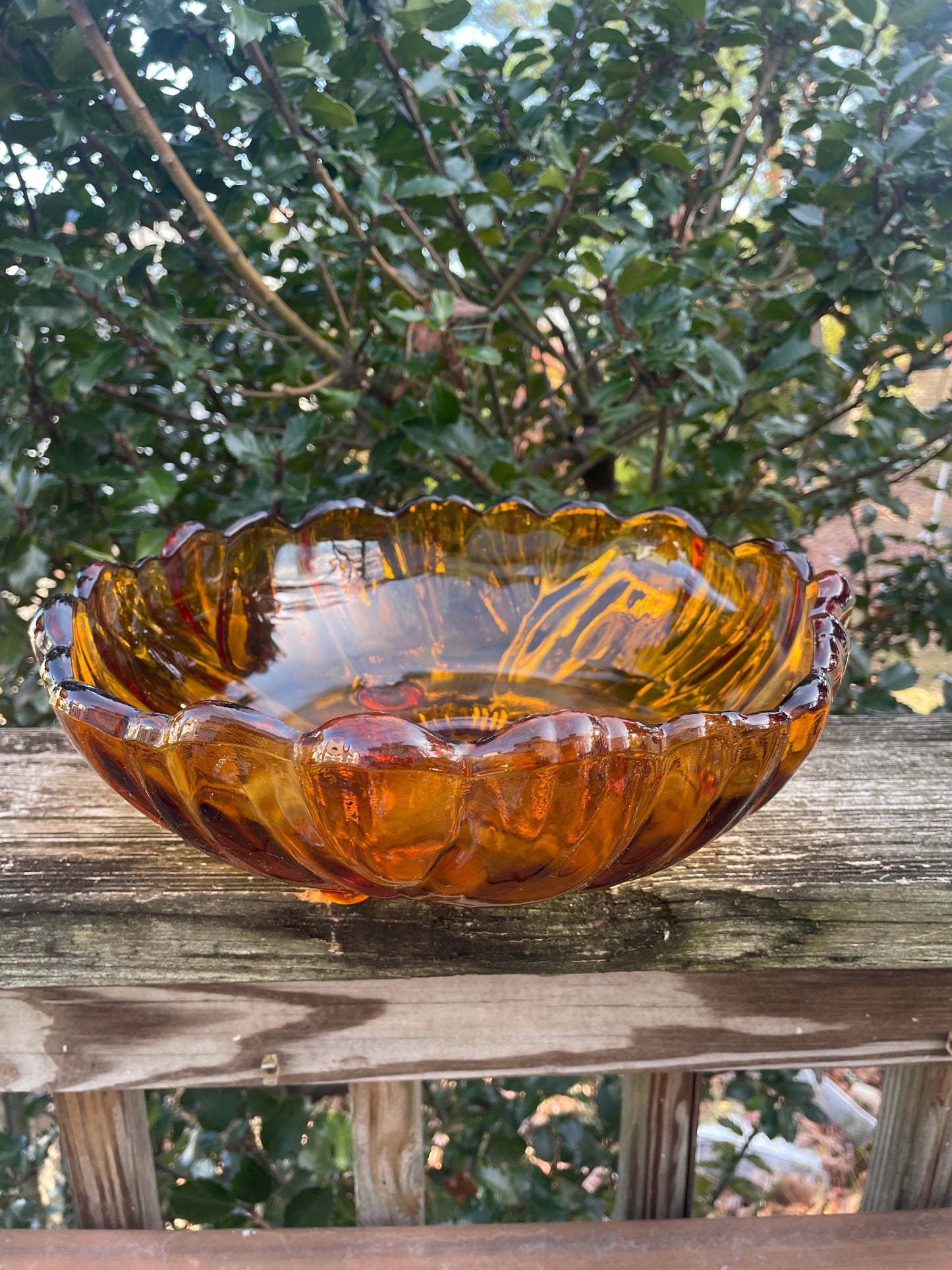 Indiana Glass Amber Footed Serving Bowl