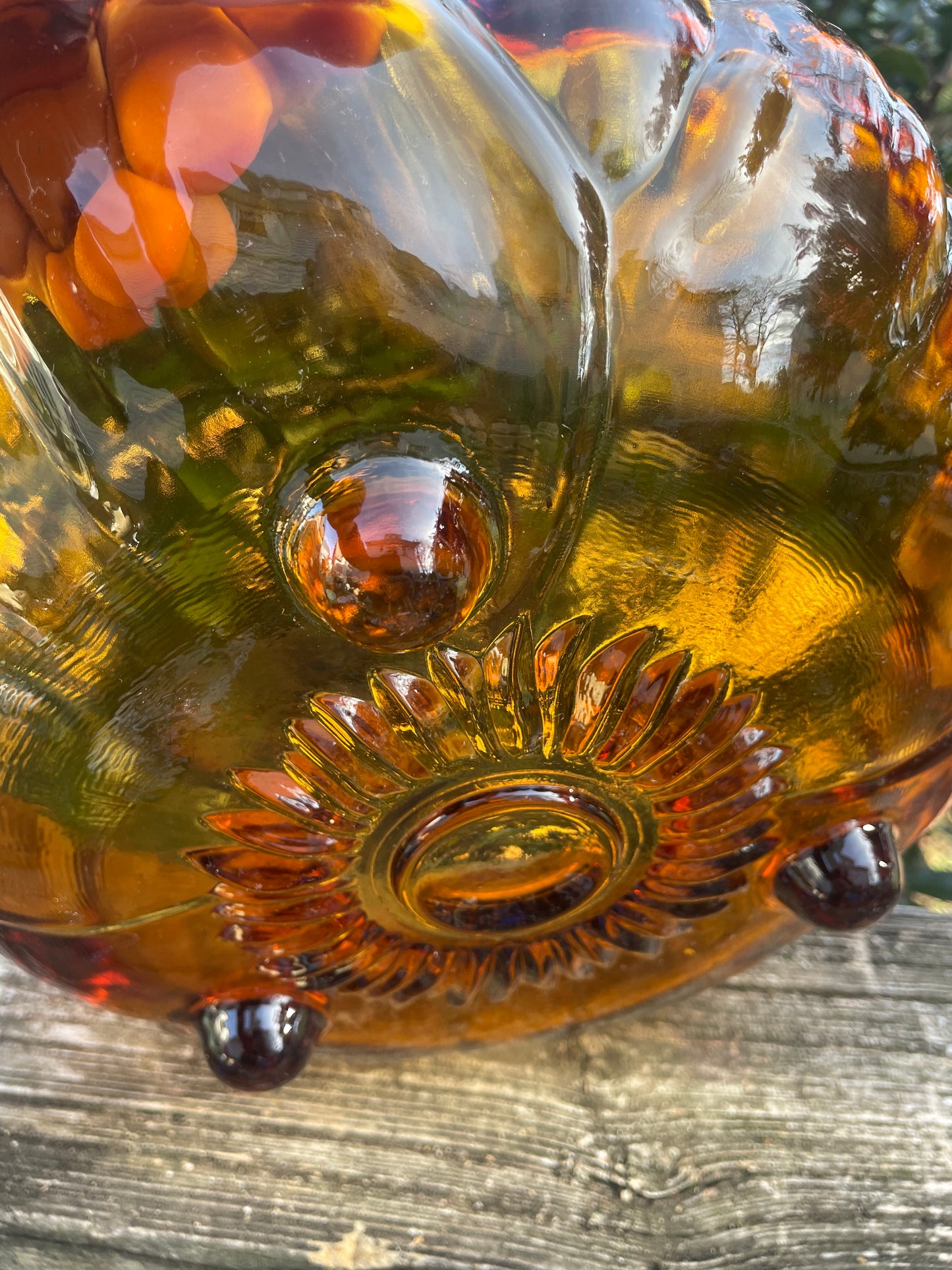 Indiana Glass Amber Footed Serving Bowl