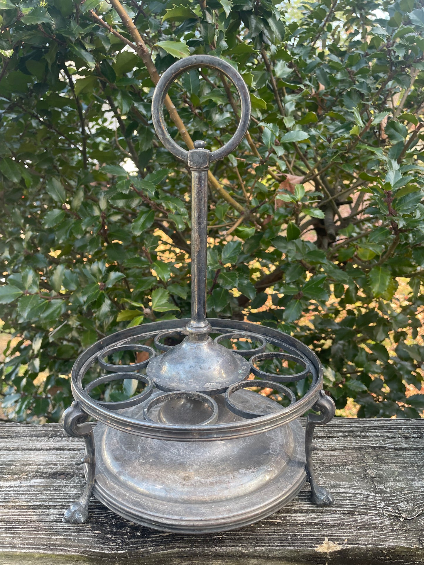 Vintage Metal Condiment Glass Holder