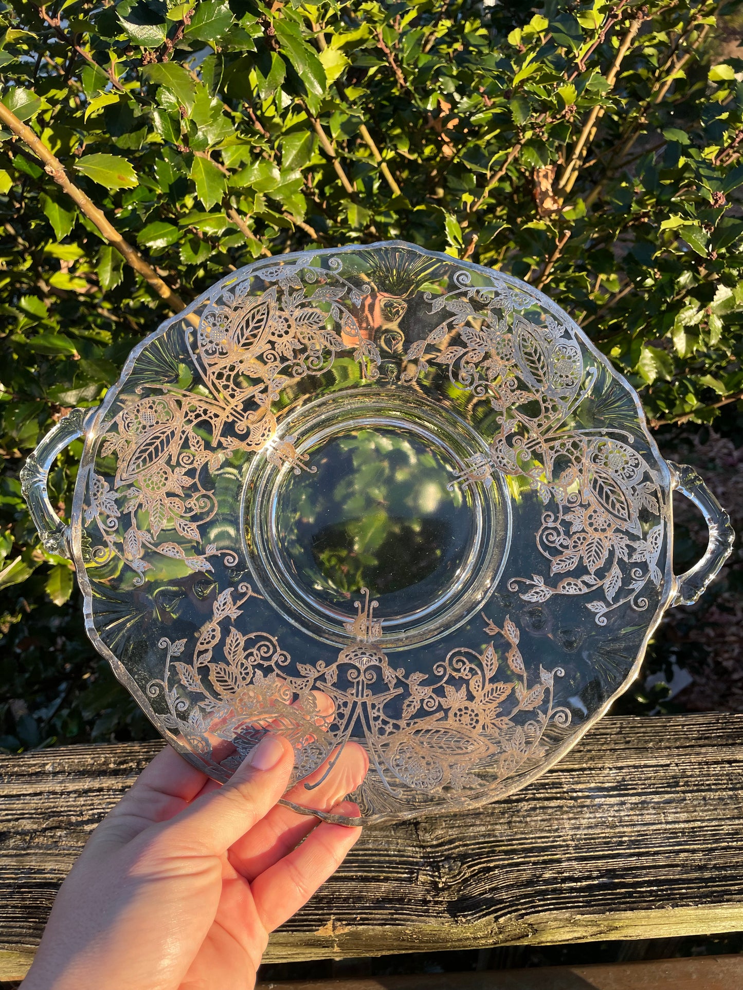 Silver Overlay Serving Platter 13”