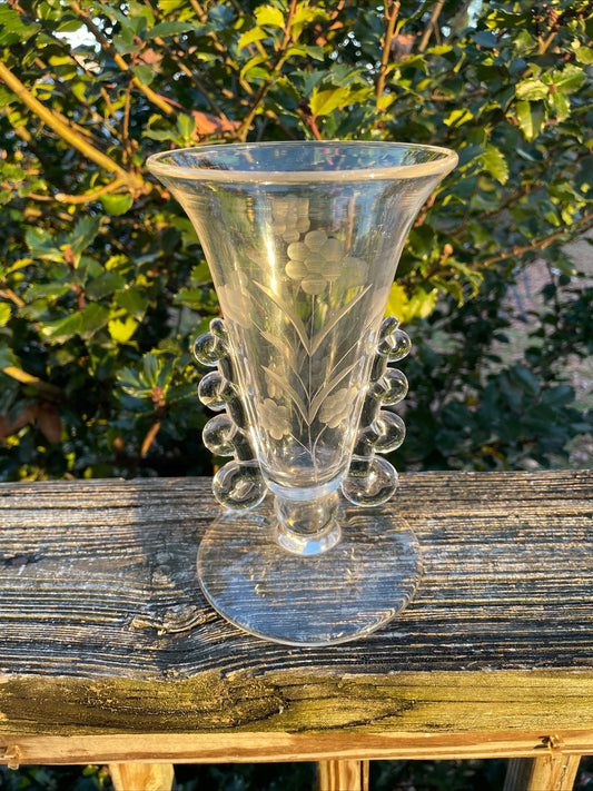 Heisey 7” Etched Vase