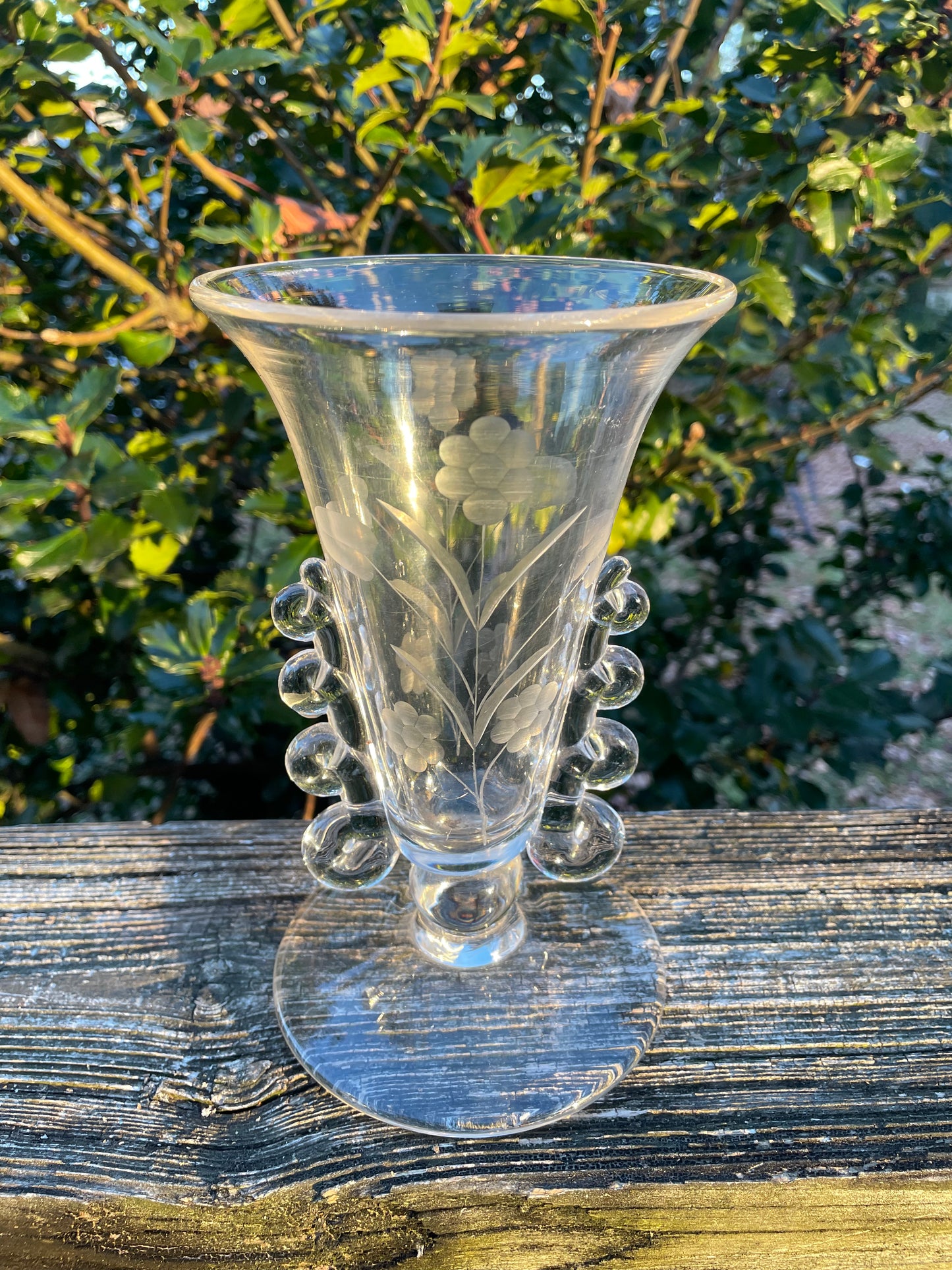 Heisey 7” Etched Vase