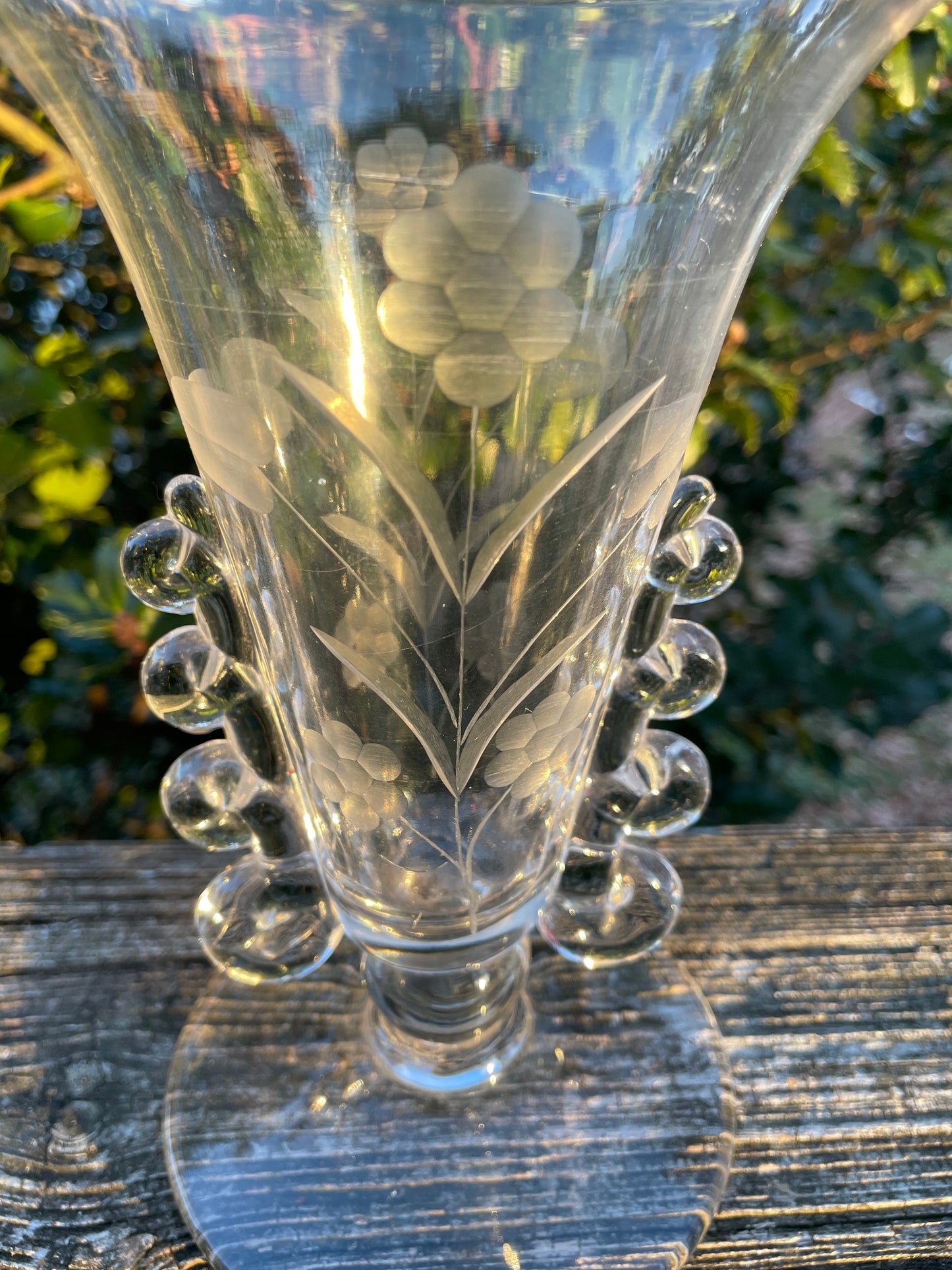 Heisey 7” Etched Vase