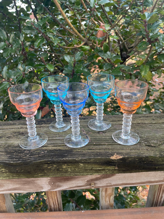 5 Vintage 4” Dessert Wine Glasses