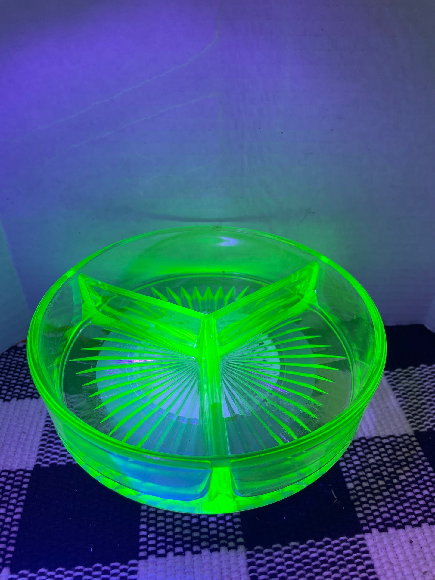 Uranium Glass Sectioned Dish