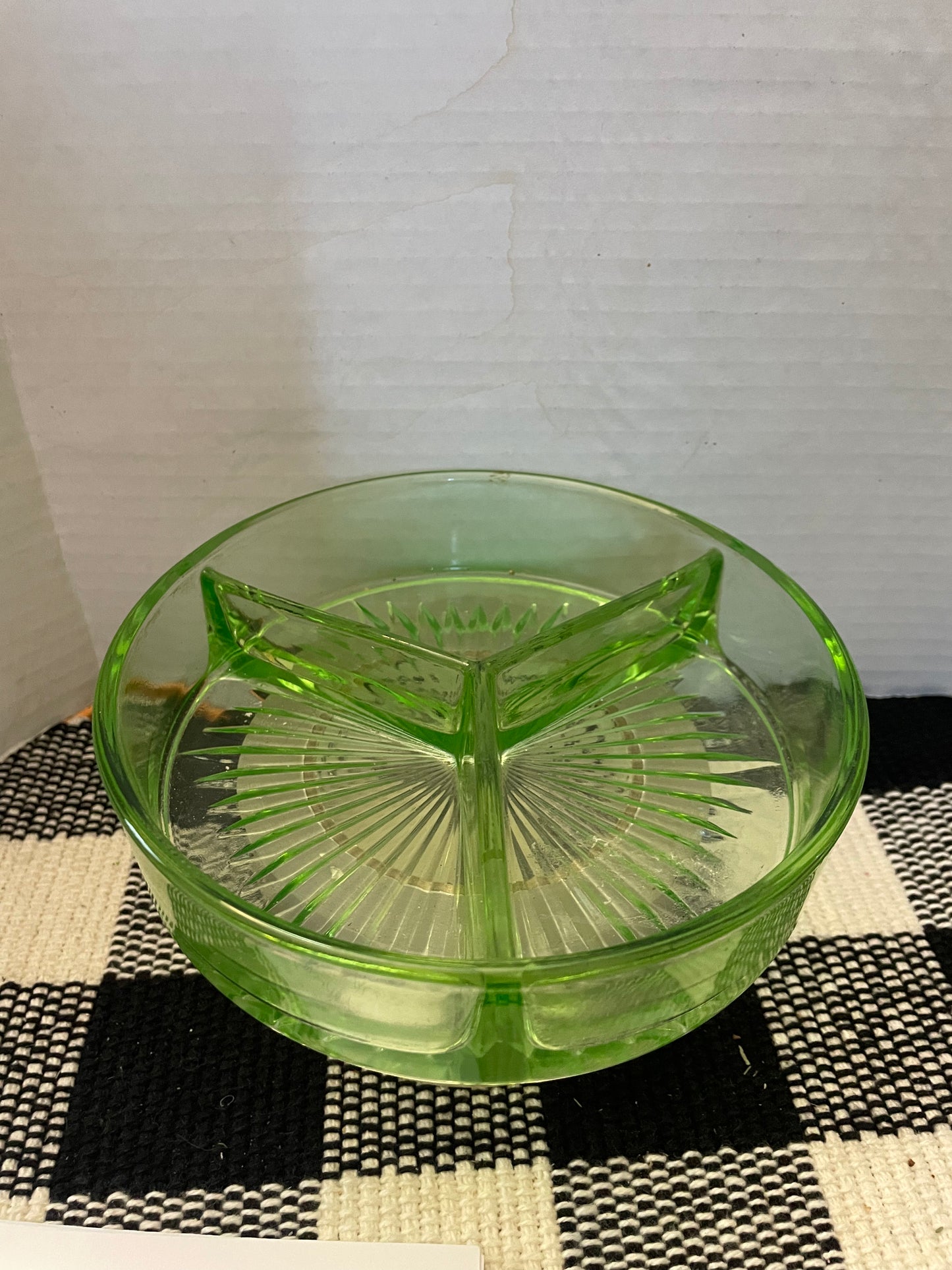 Uranium Glass Sectioned Dish