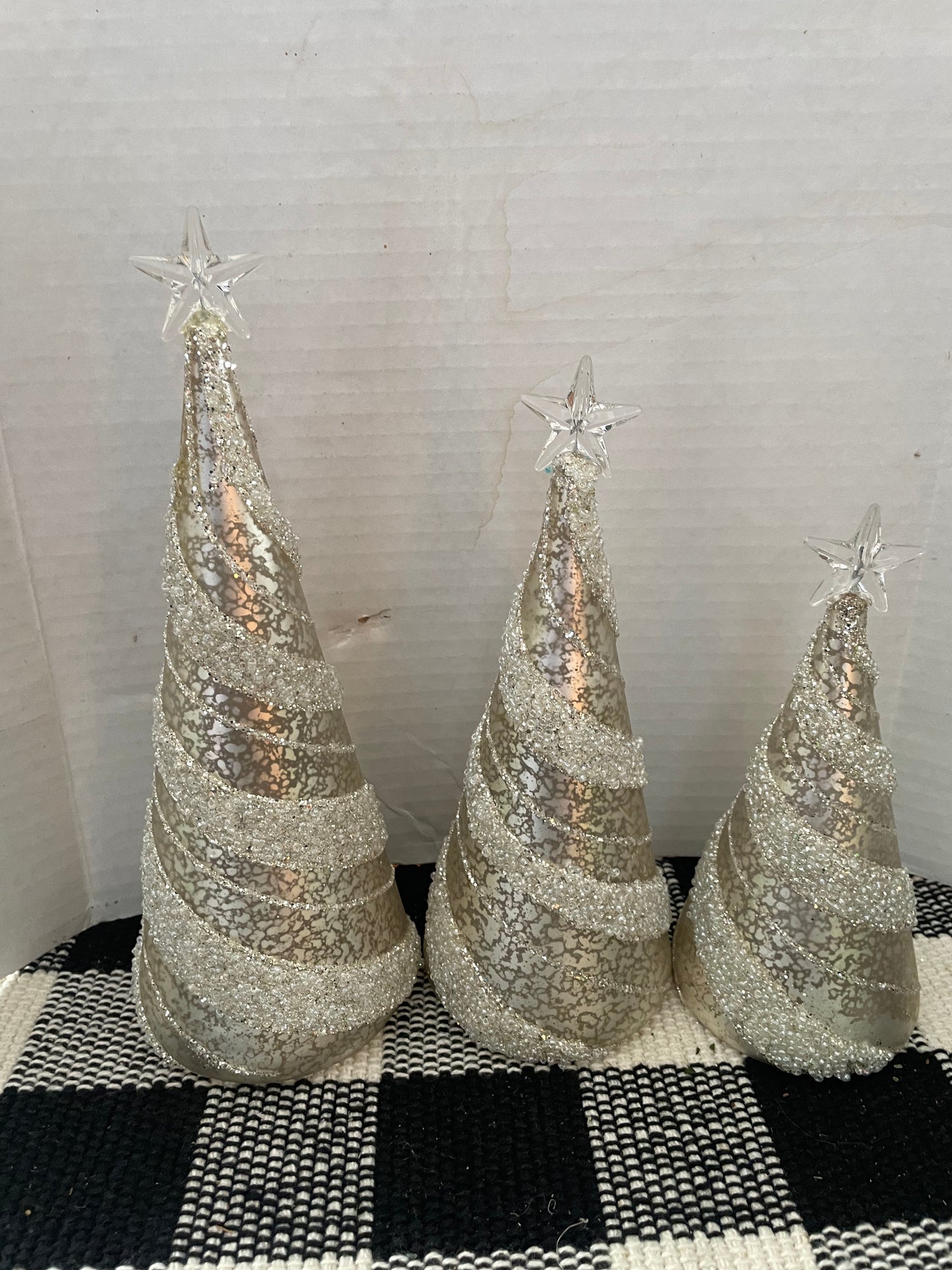 Set of 3 Glass Christmas Trees