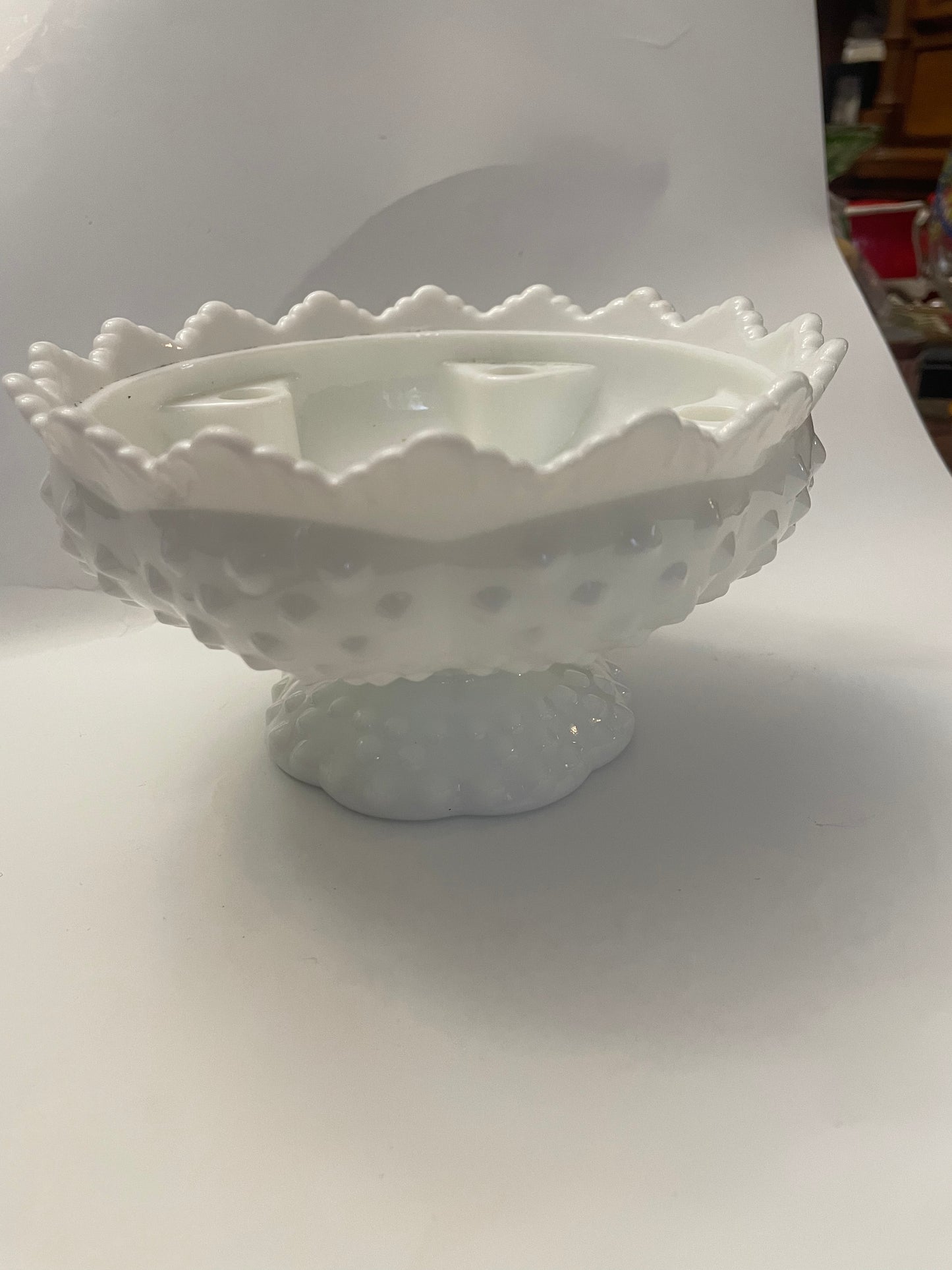 Fenton Hobnail Milk Glass Candle Holder/Candy Dish