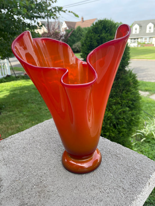 Freeform Persimmon Slag Handkerchief Vase