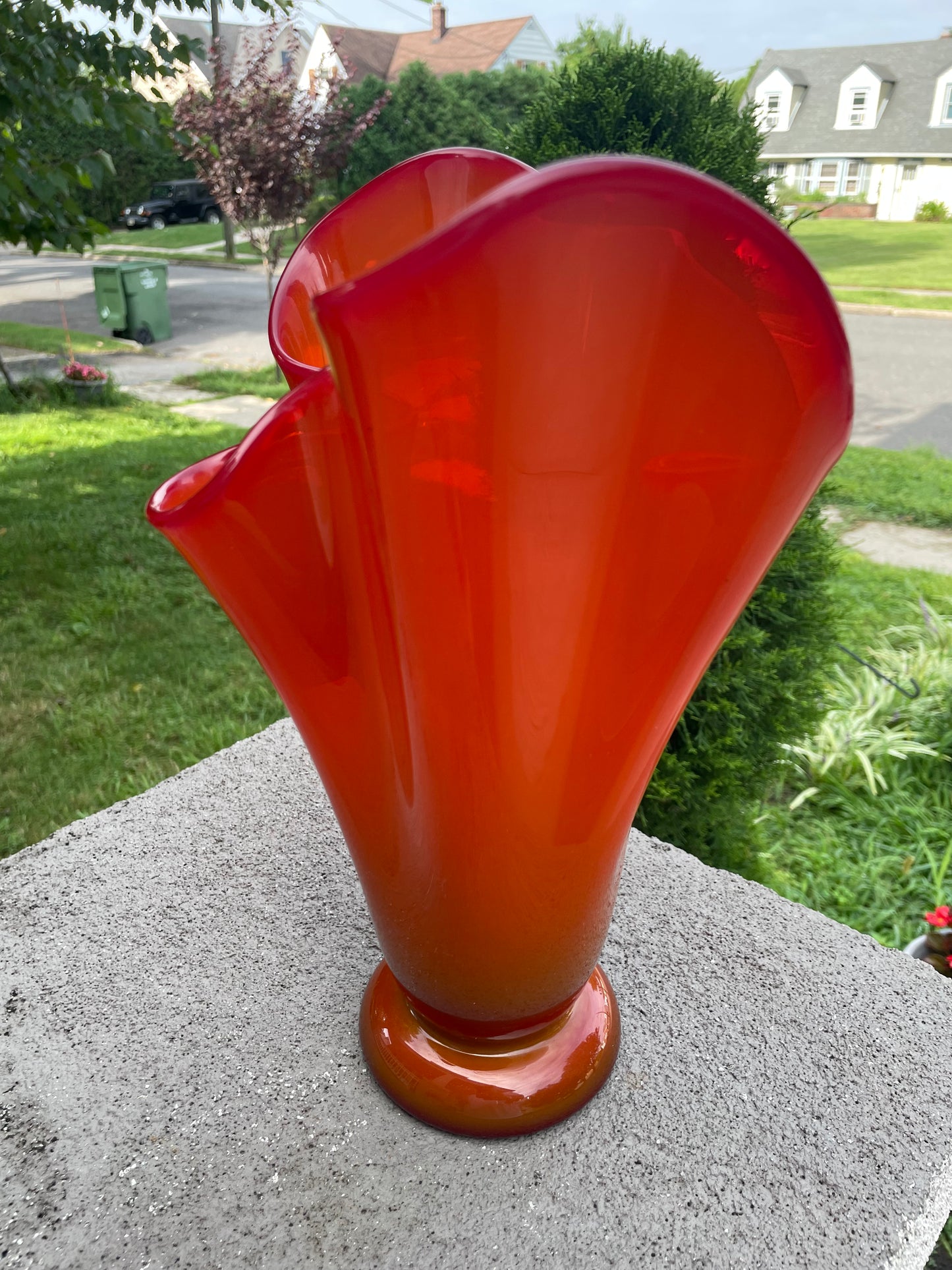 Freeform Persimmon Slag Handkerchief Vase