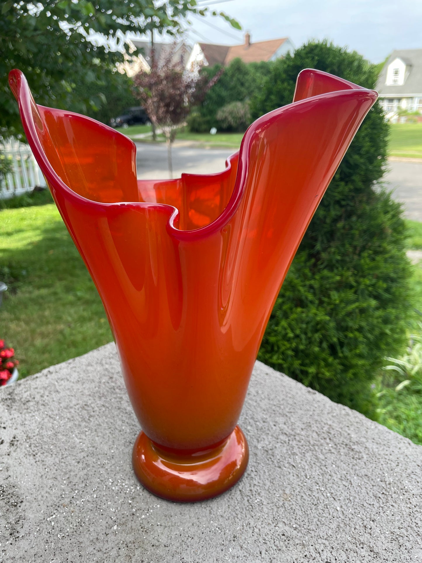 Freeform Persimmon Slag Handkerchief Vase