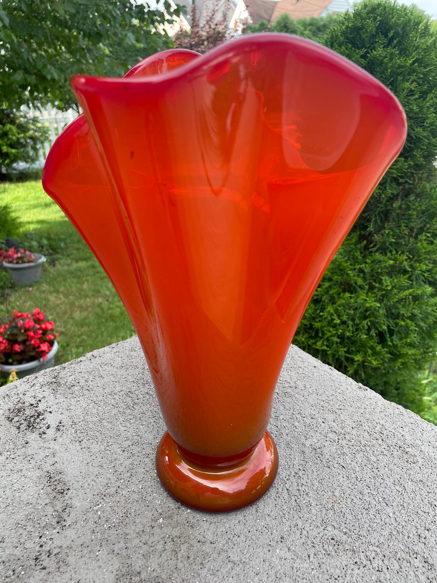 Freeform Persimmon Slag Handkerchief Vase