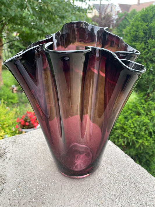 Royal Galleries 12.5” Amethyst Handkerchief Vase