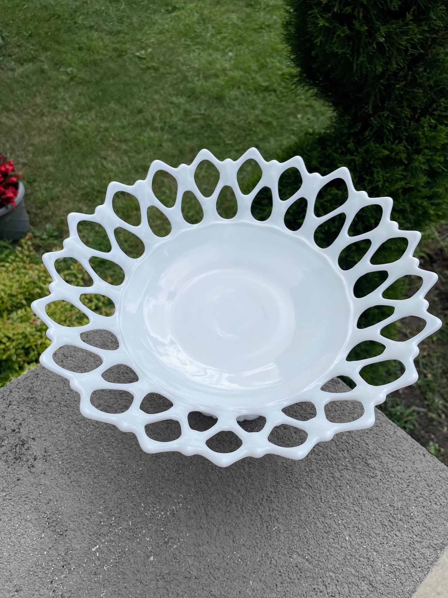 Westmoreland Open Lace Milk Glass Compote