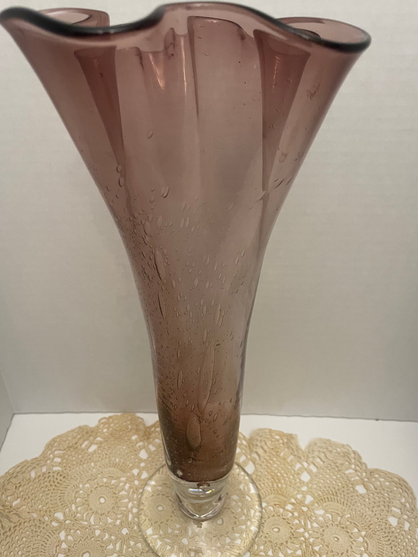 Amethyst Art Glass 14.5” Vase