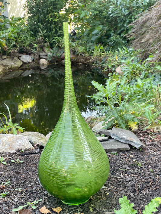 MCM TearDrop 21” Etched Glass Vase