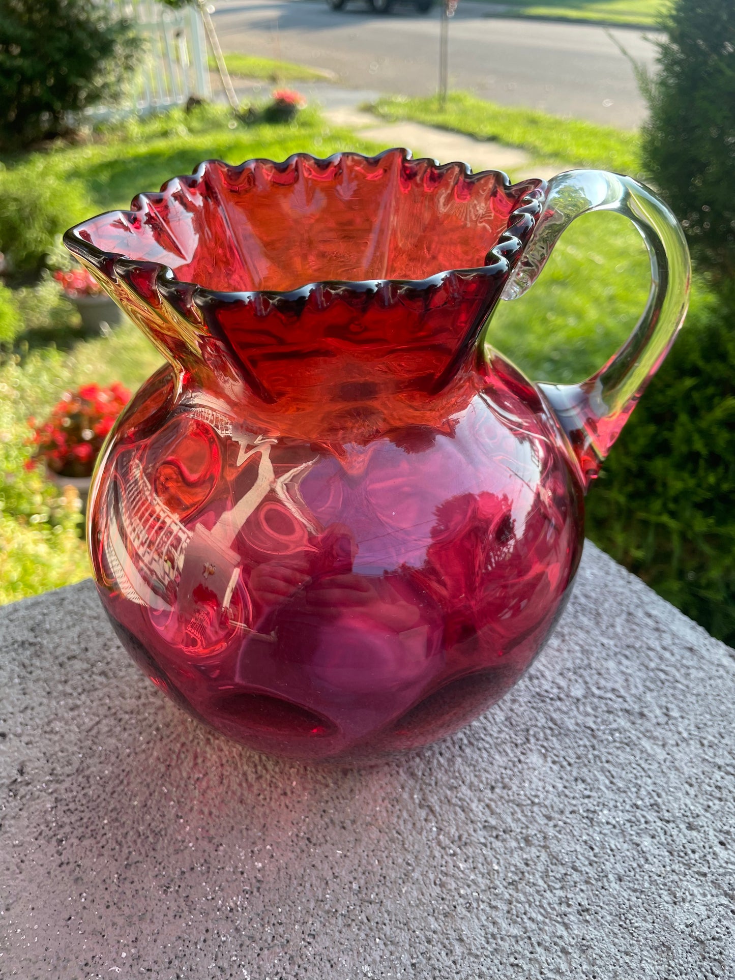 Fenton Reversed Coin Dot Pitcher