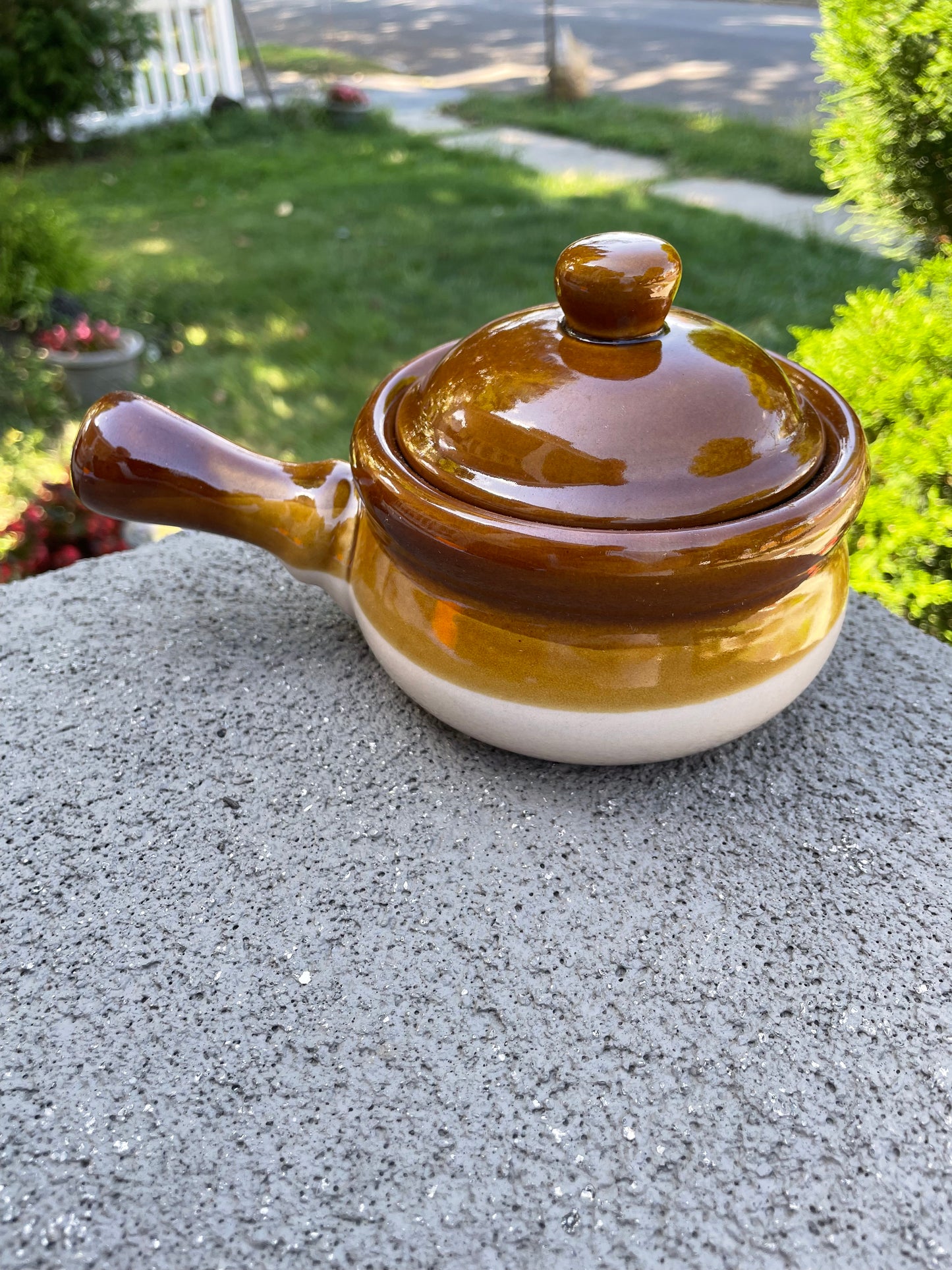 Mini Pottery Lidded Crock with Handle ~ NOS