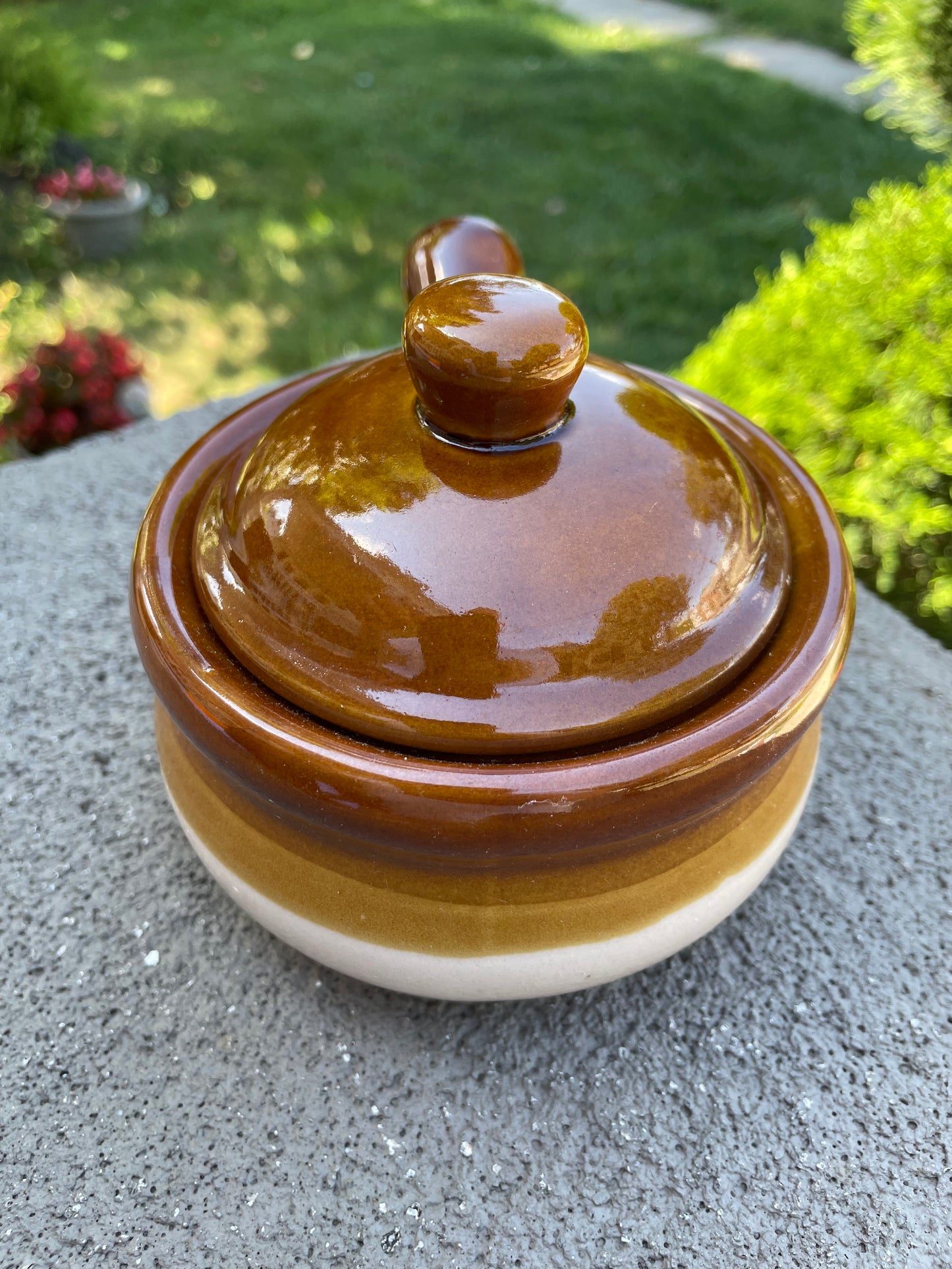 Mini Pottery Lidded Crock with Handle ~ NOS