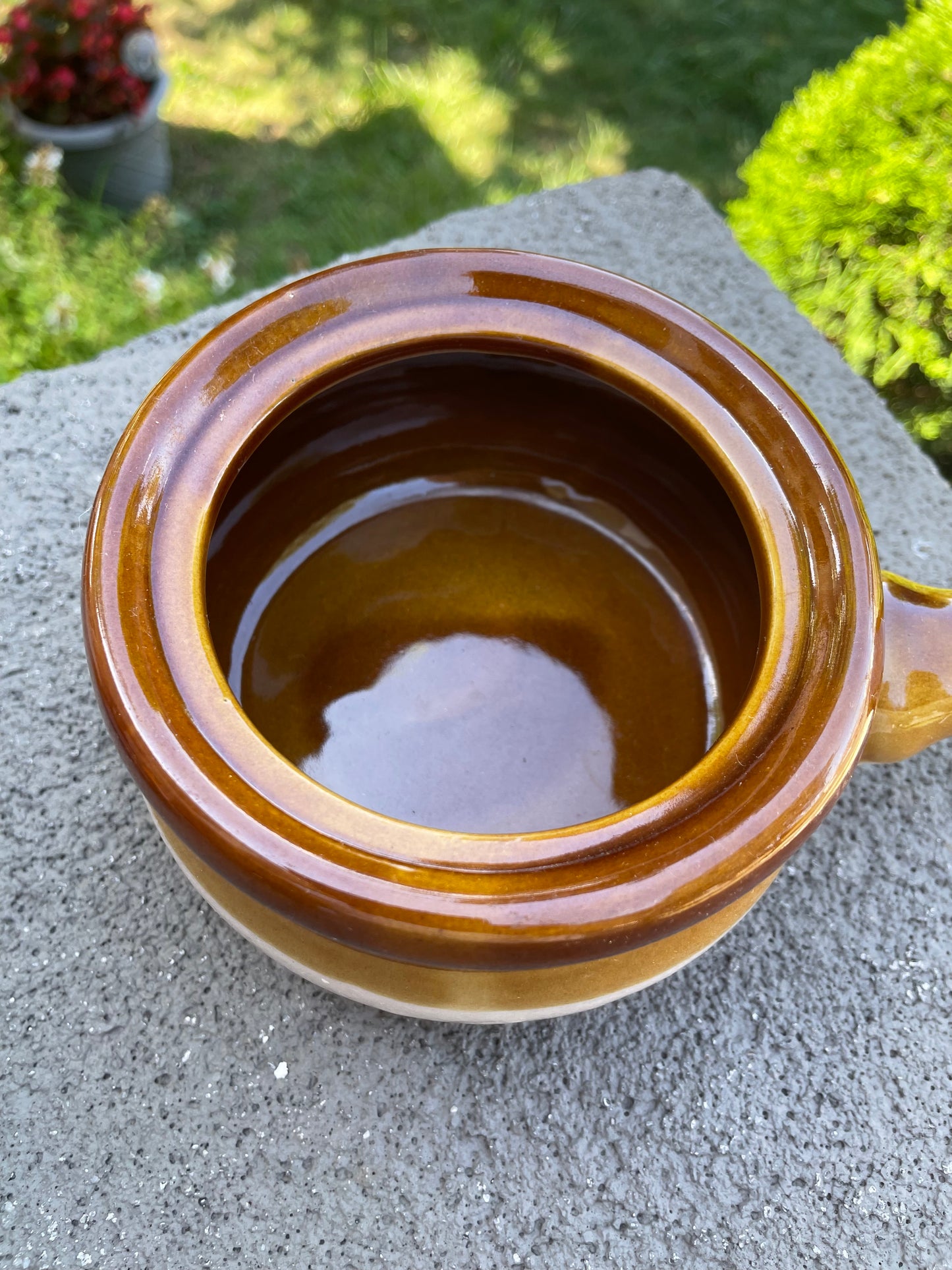 Mini Pottery Lidded Crock with Handle ~ NOS