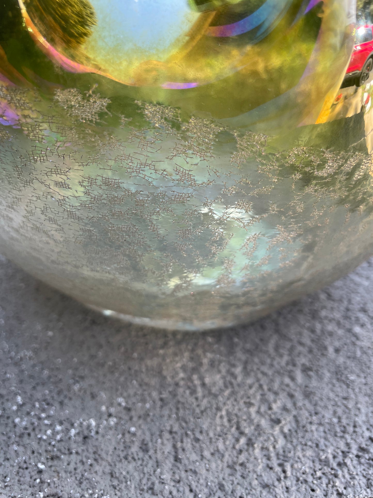 Iridescent Multi Tone Art Glass Rose Bowl