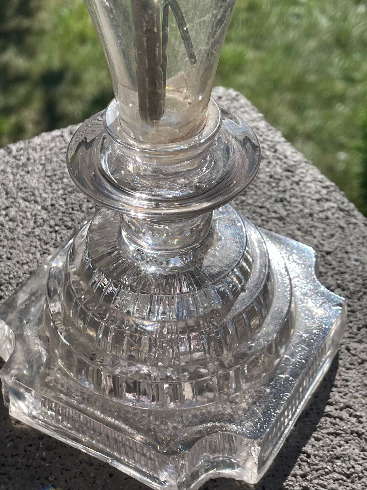 Hollywood Regency Etched Glass Oil Lamp/Vase