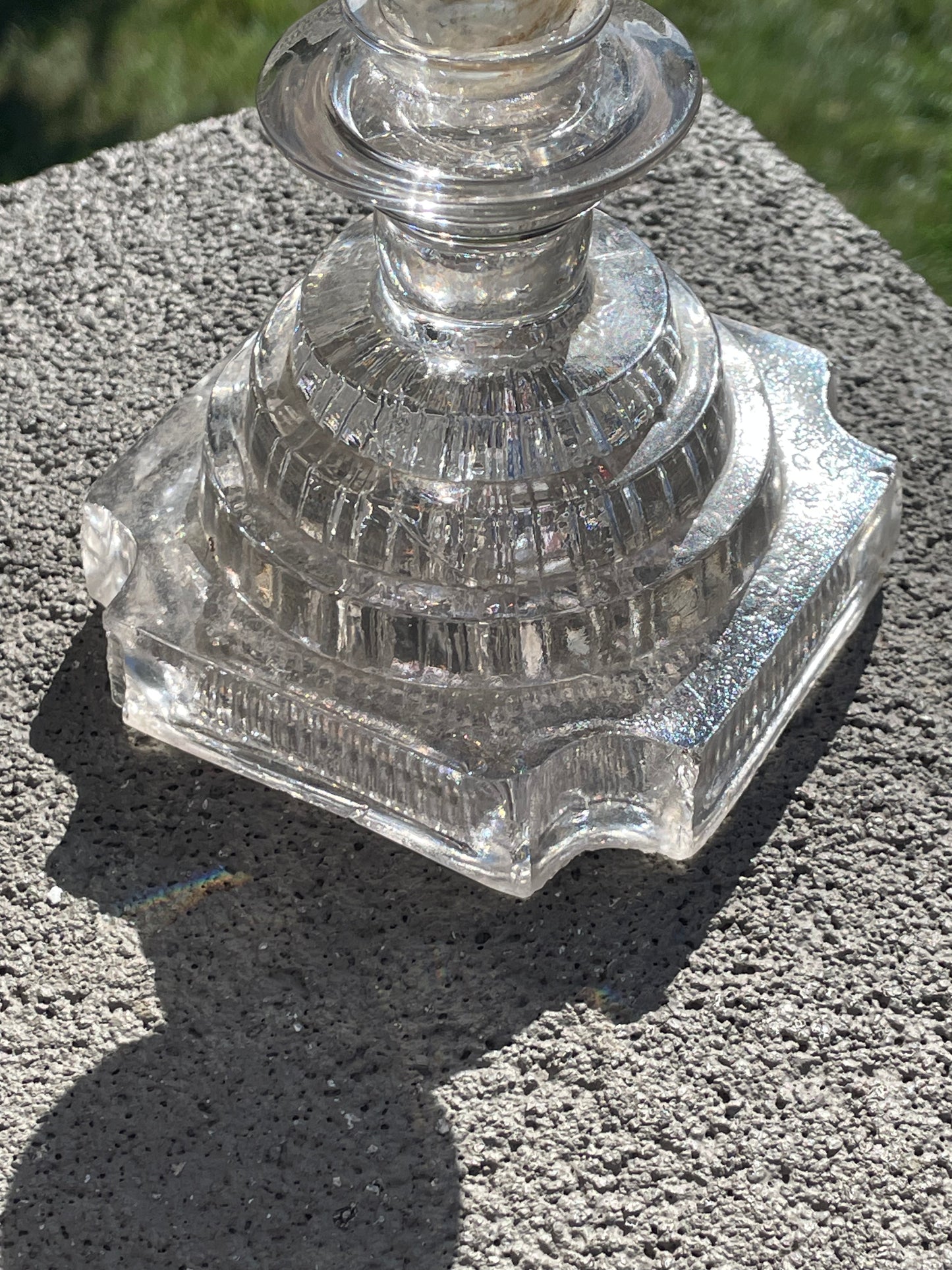 Hollywood Regency Etched Glass Oil Lamp/Vase