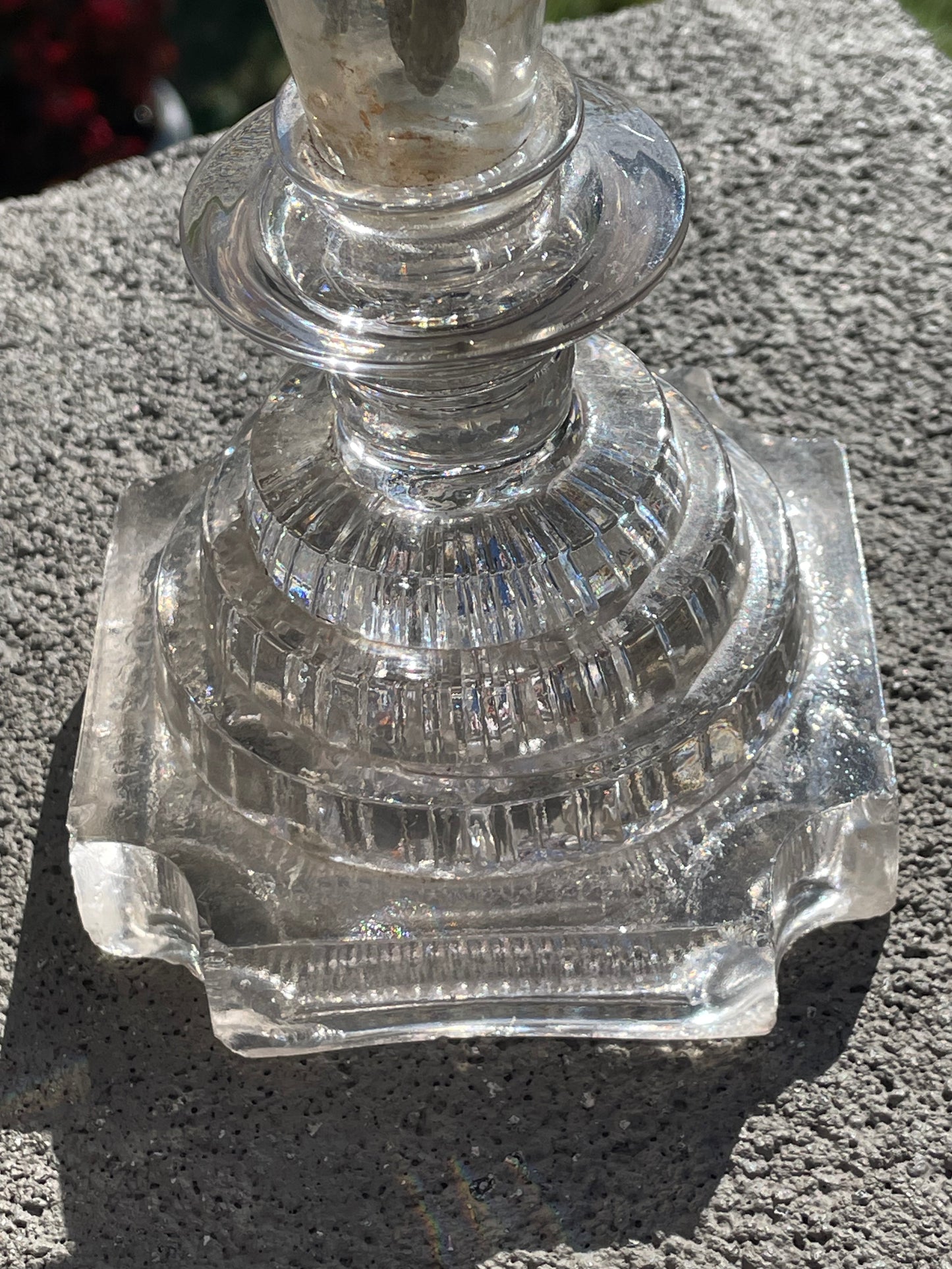 Hollywood Regency Etched Glass Oil Lamp/Vase