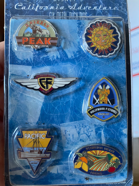 Disney ~ California Adventures ~ 6 Metal Pin Set