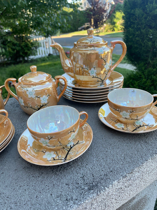 Lusterware Dogwood Tea Set