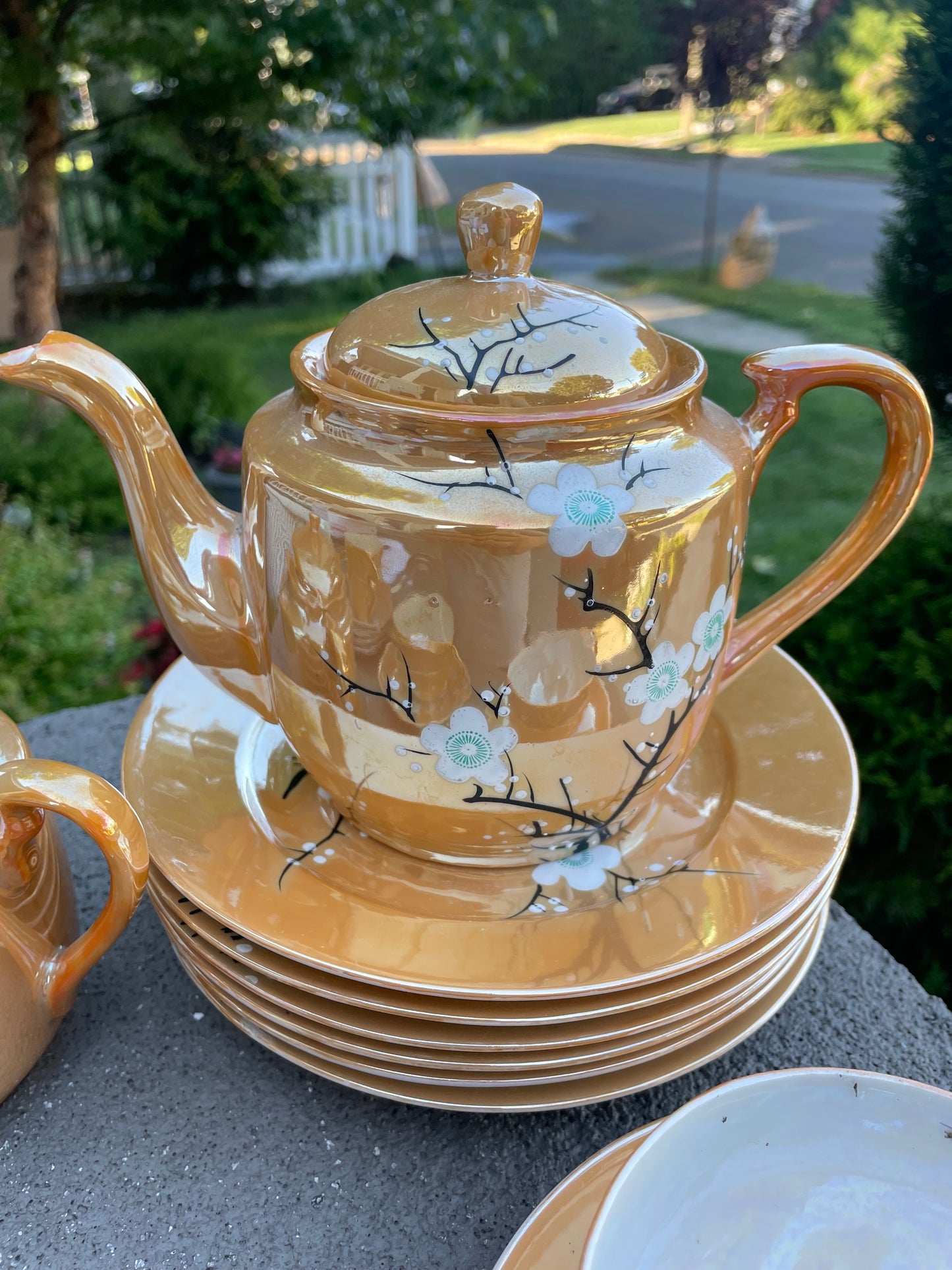 Lusterware Dogwood Tea Set