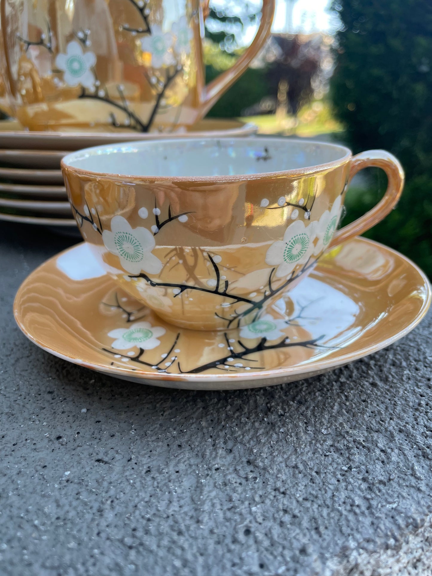 Lusterware Dogwood Tea Set