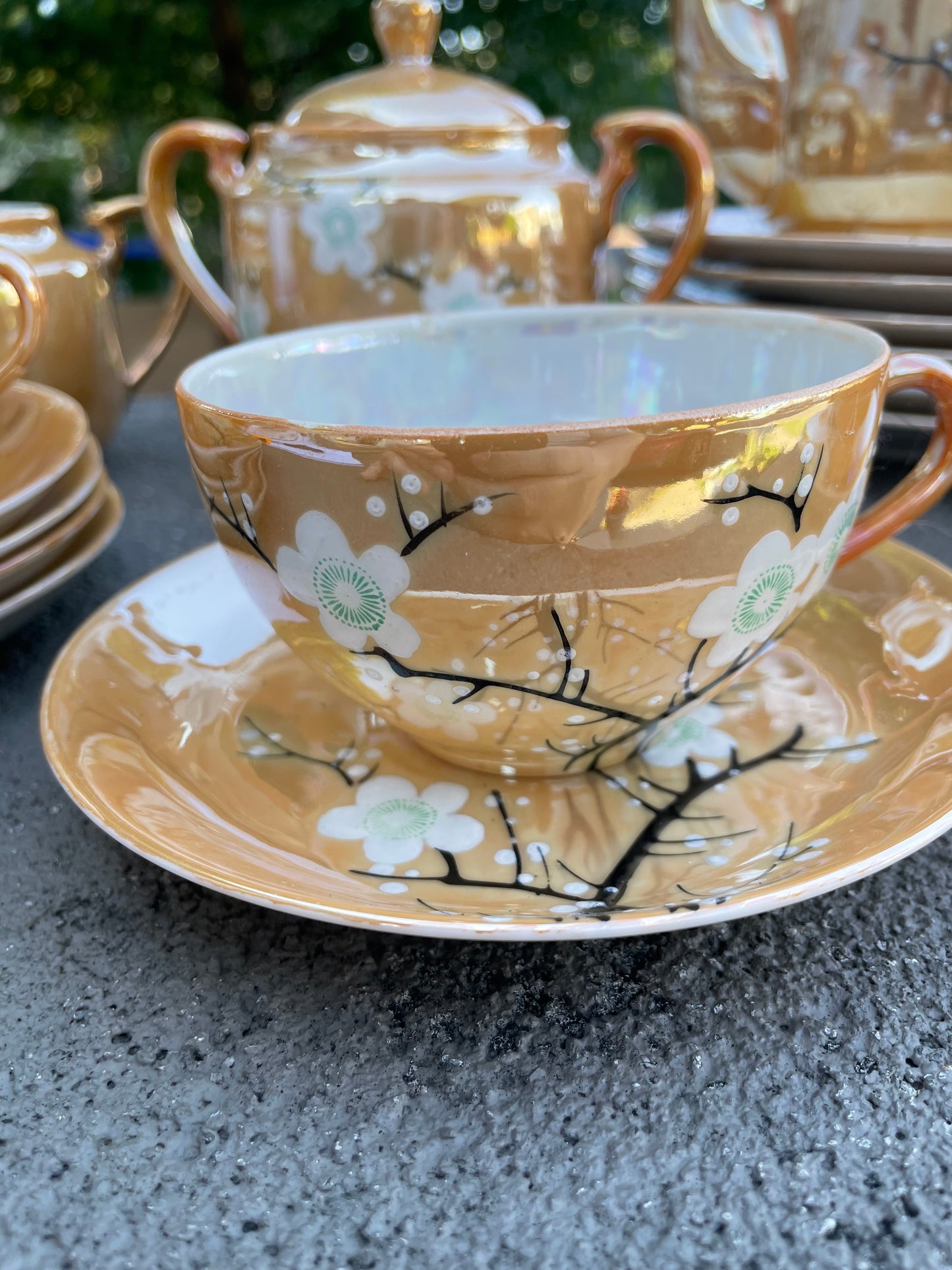 Lusterware Dogwood Tea Set