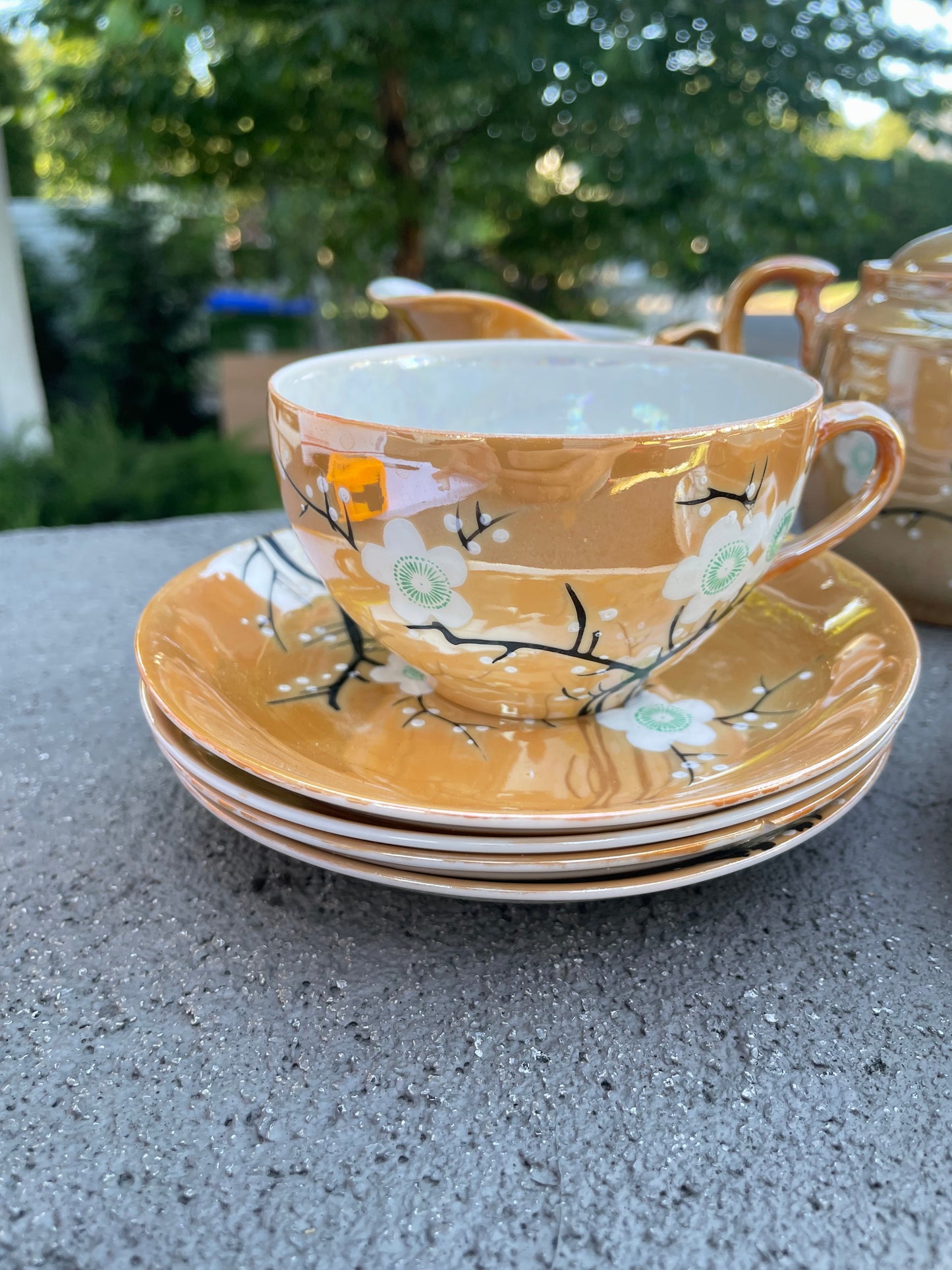 Lusterware Dogwood Tea Set