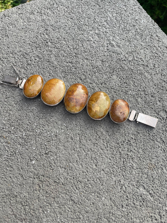 Vintage Sterling Ocean Jasper 8.15” bracelet