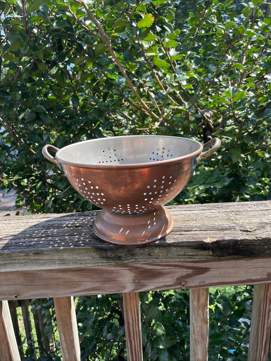 Copper Footed Colander Stainless Strainer Brass Handles